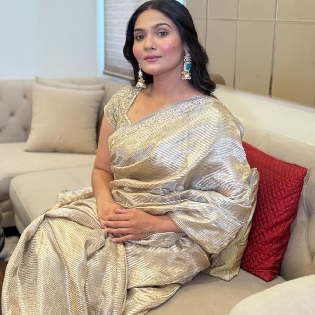 Gold, Silver Saree