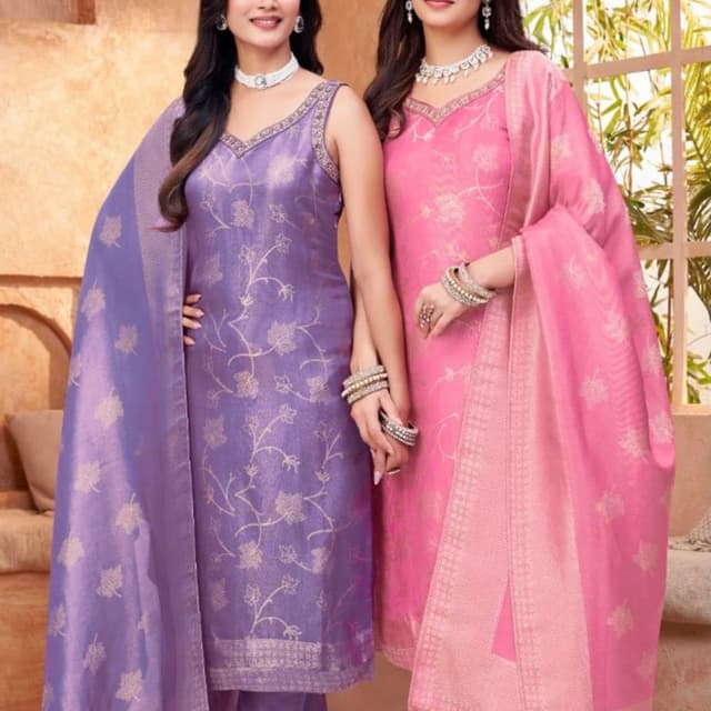 Lavender and Pink Salwar Kameez Set