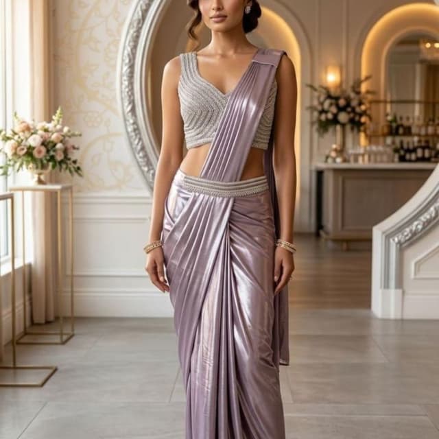 Lilac, Silver Saree