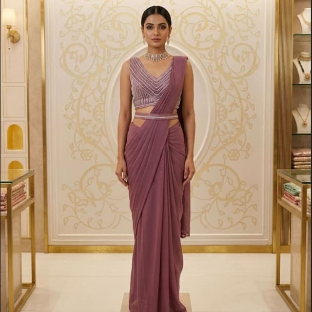 Mauve, Silver Saree