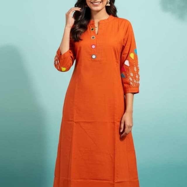 Orange, White, Yellow, Blue, Pink, Silver Kurta and Pants Set