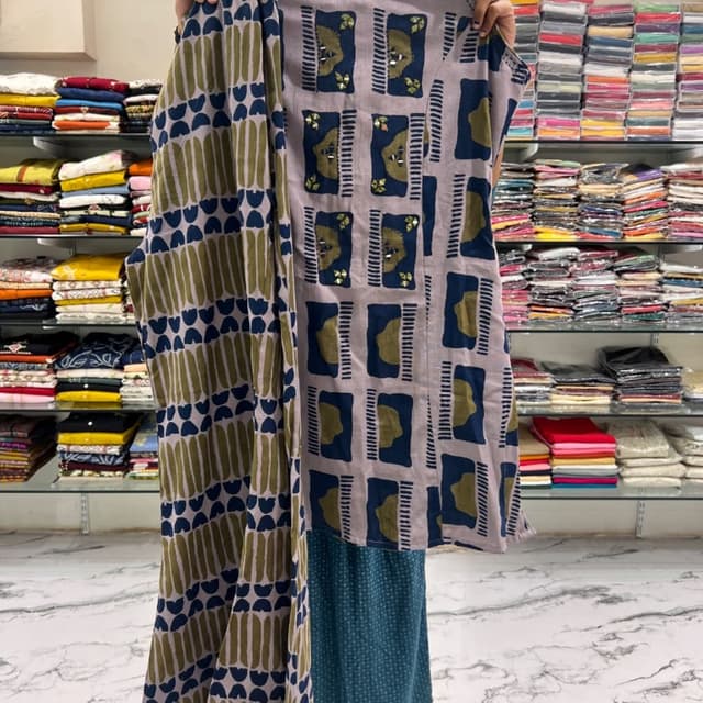 Mauve, Navy Blue, Olive Green, Teal Kurta Set