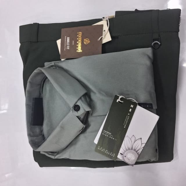 Olive green and dark green Shirt and Trousers