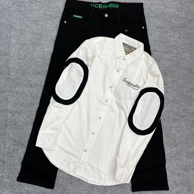 White and Black Shirt and Jeans