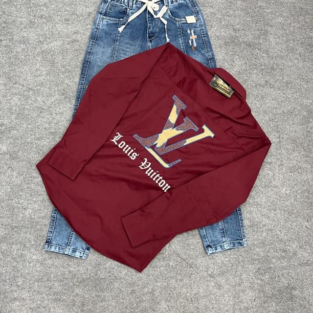 Maroon, Blue, Gold, White Shirt and Jeans