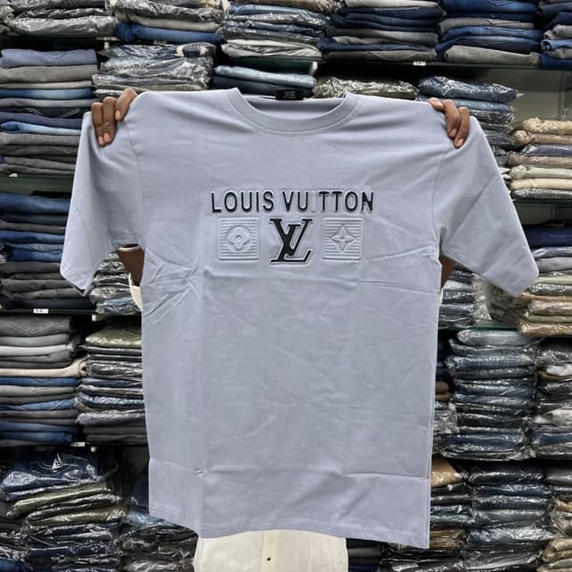 Light Blue, Black T-Shirt