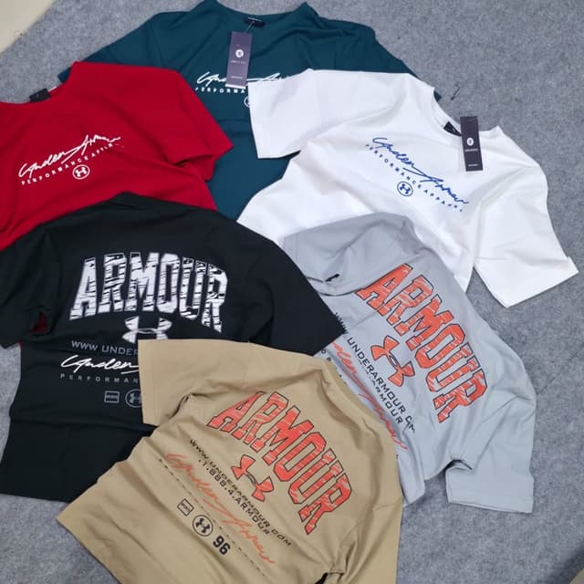 Teal, Red, White, Black, Gray, Tan T-shirt