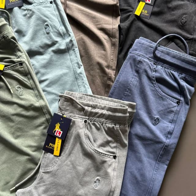 Slate blue, Sage green, Dusty brown, Charcoal, Light grey Joggers