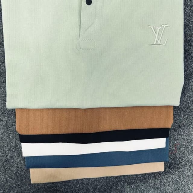 Pastel green, Tan, Black, White, Blue, Beige Polo Shirt