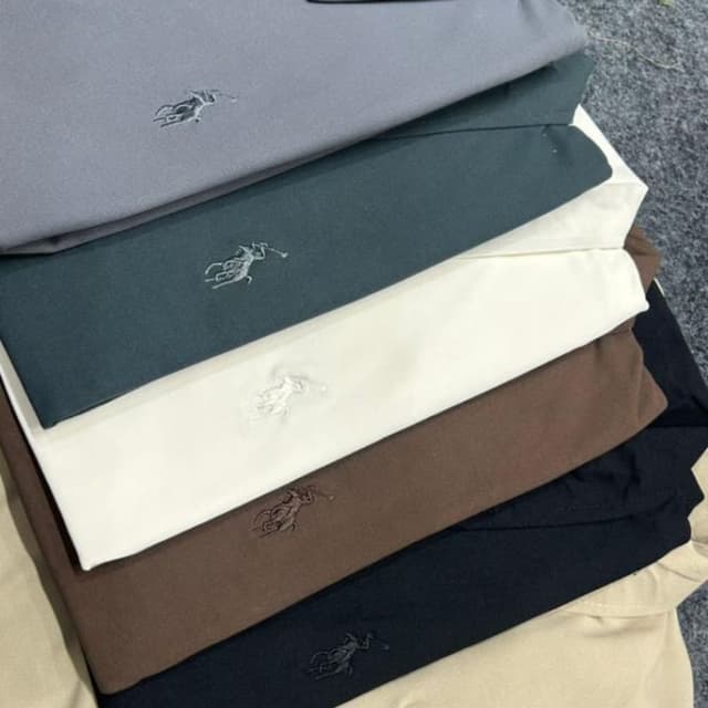 Grey, Deep Green, Cream, Brown, Navy, Beige Polo Shirt