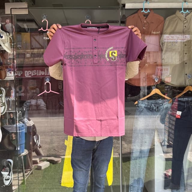 Maroon, Yellow, Black, Grey T-Shirt