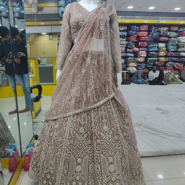 Dusty Rose with Gold and White Embellishments Lehenga Choli