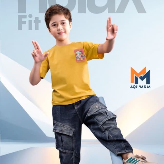 Mustard Yellow, Dark Blue Denim, Beige, White, Teal Green T-shirt and Cargo Pants