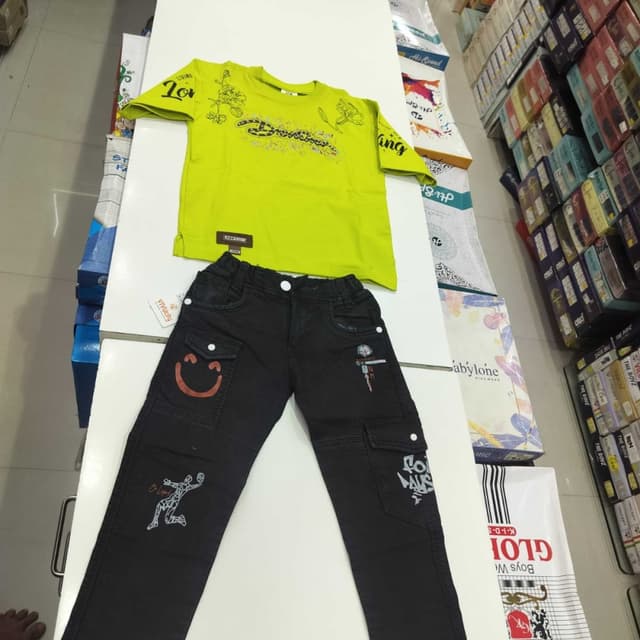 Lime Green and Black T-shirt and Jeans Set