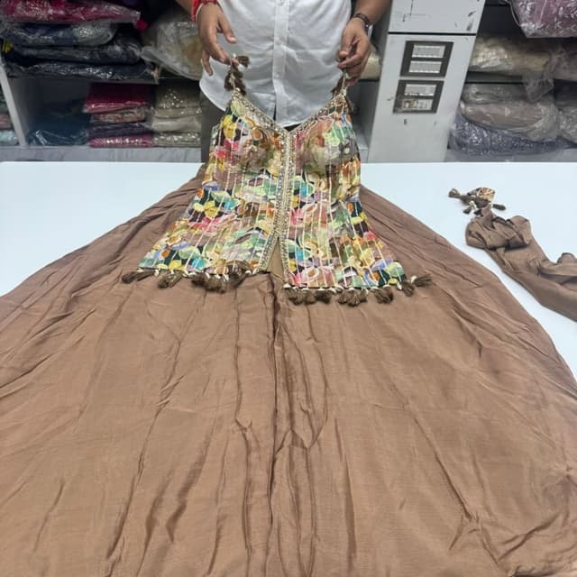 Multicolor with Brown Lehenga Choli