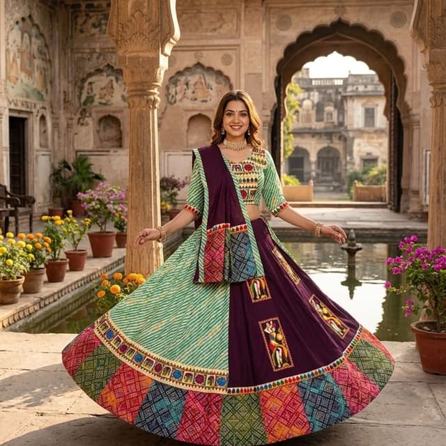 Green, Purple, Multicolor Lehenga Choli