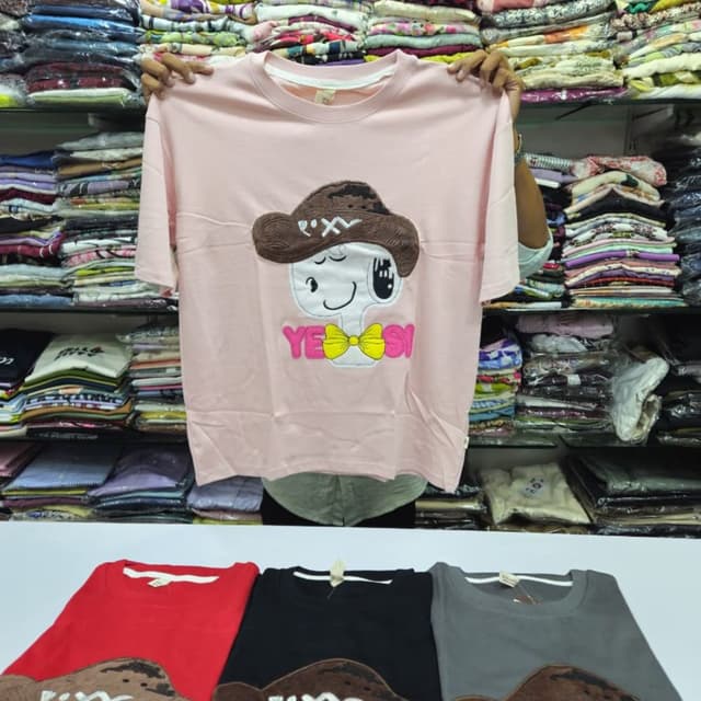 Pink, Brown, Yellow, White T-shirt