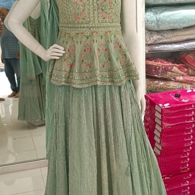 Mint Green, Pink, Gold Lehenga Choli