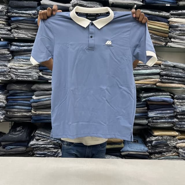 Blue with white collar and cuffs Polo shirt
