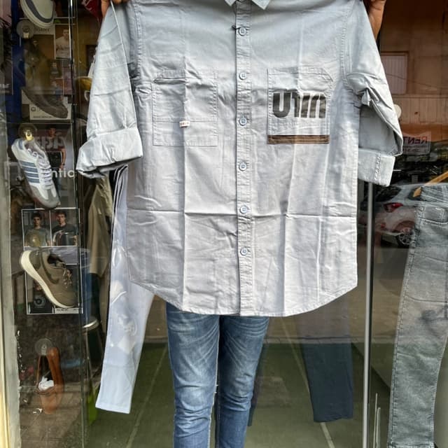 Grey, Brown Shirt