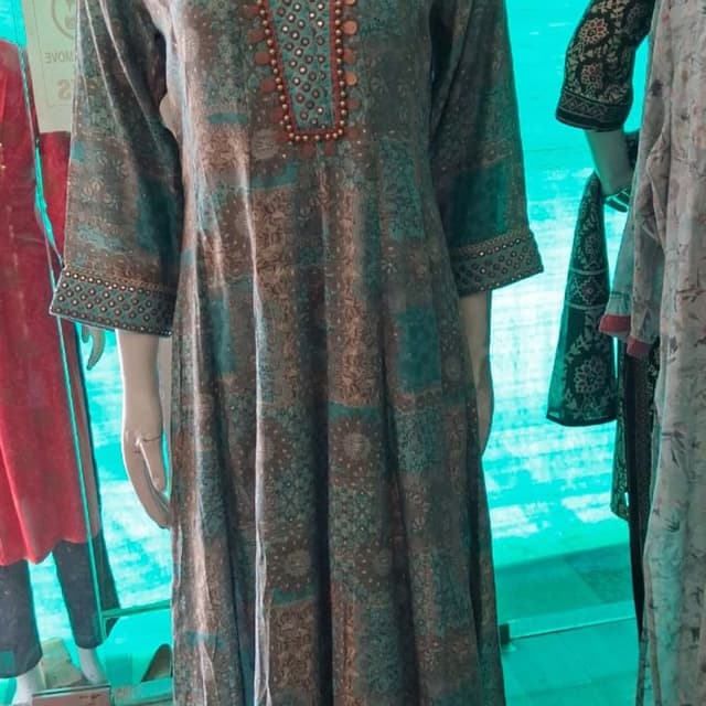 Teal, Brown, Gold Kurta