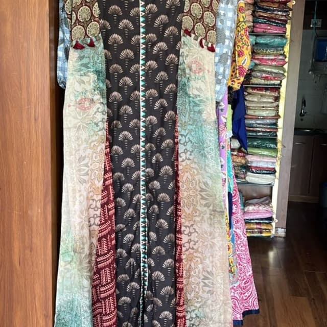 Black, Cream, Maroon, Teal, and Earthy tones Kurti