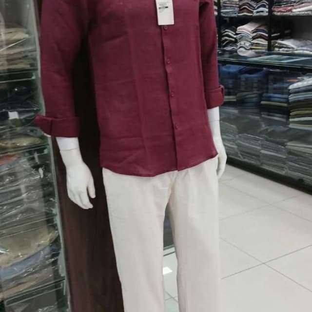 Maroon and Cream Shirt and Trousers