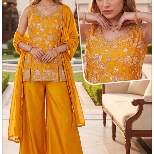 Yellow Sharara Set