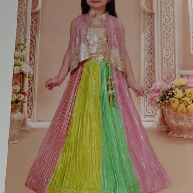 Pink, Yellow, Green, Gold Lehenga Choli