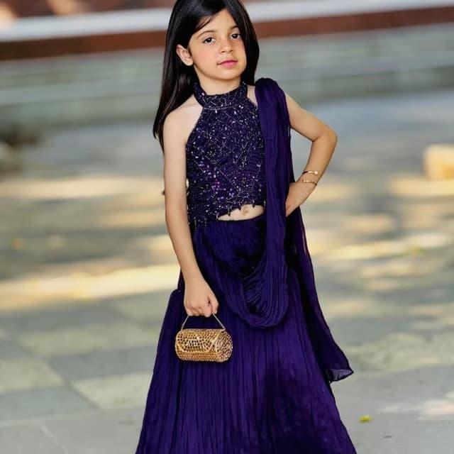 Deep Purple, Gold Accents Lehenga Choli