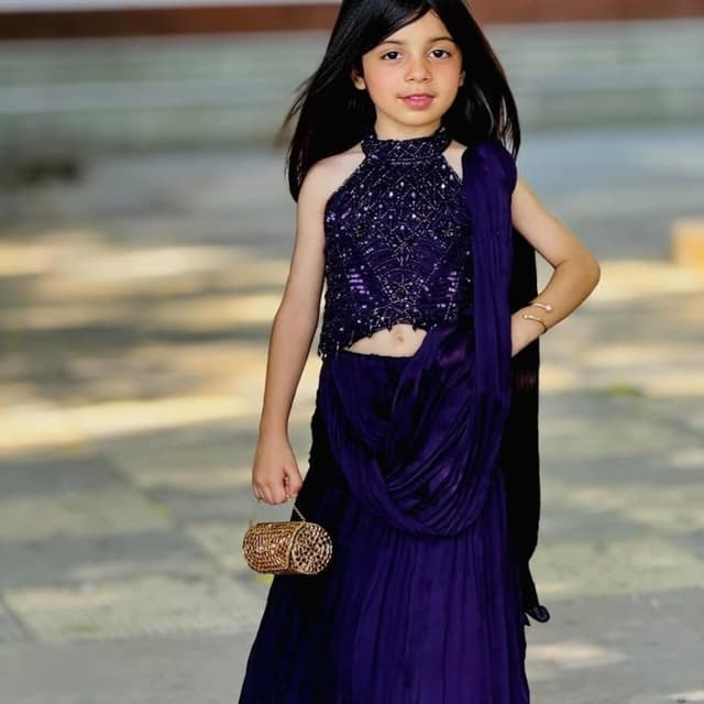 Deep Purple, Gold Lehenga Choli