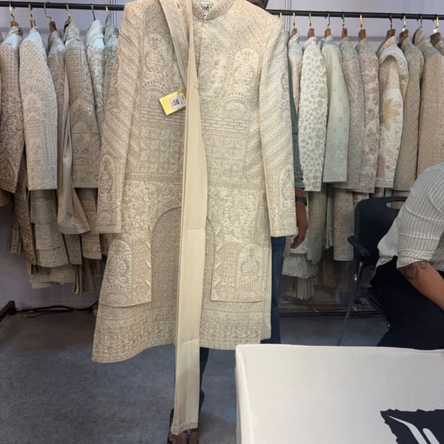 Creamy Beige with Gold Embellishments Sherwani