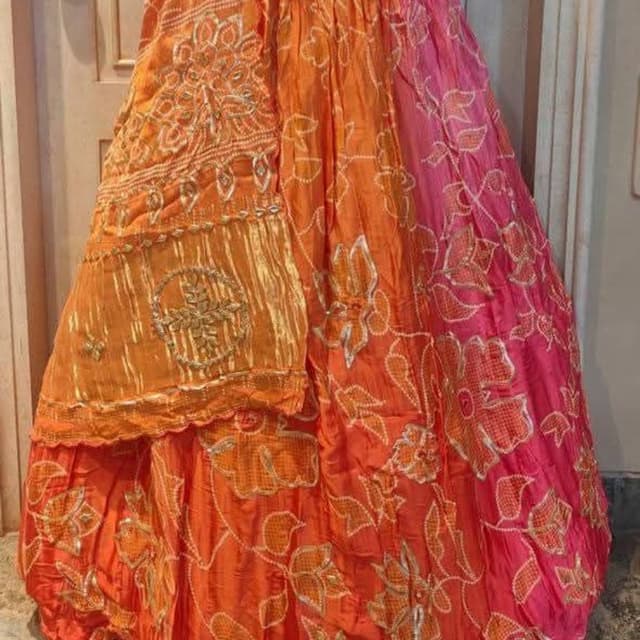 Orange, Pink, Gold Lehenga Choli
