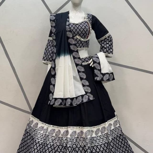 Black and White Lehenga Choli