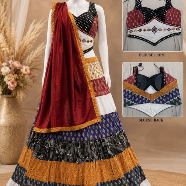 Maroon, Black, White, Yellow, Blue, Navy, Mustard Lehenga Choli