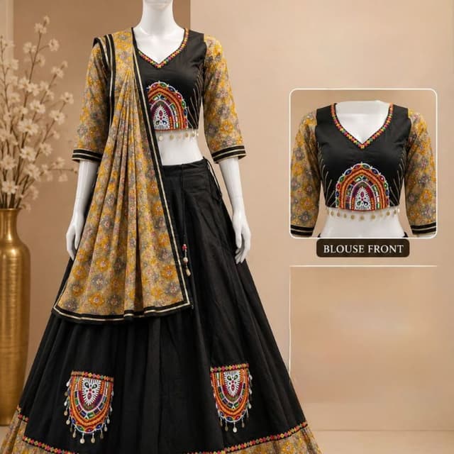 Black, Yellow, Grey, Multicolor Lehenga Choli