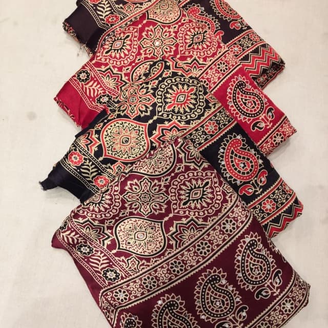 Red, Black, Cream, Maroon Saree