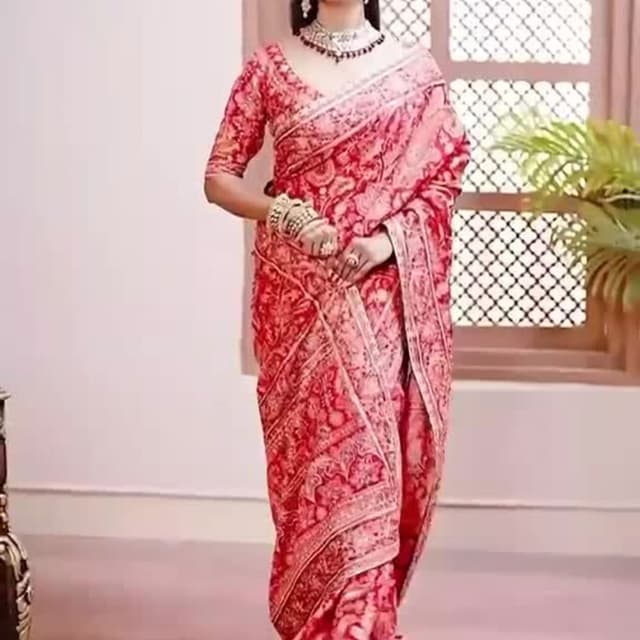 Red and Pink Saree
