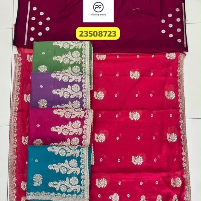 Maroon, Green, Purple, Magenta, Teal, Red, Gold Unstitched Suit Fabric (Salwar Kameez Set)