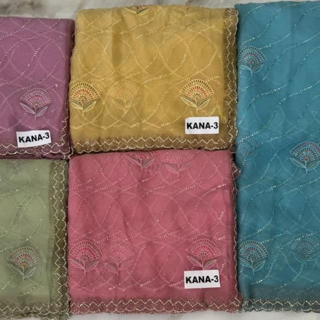 Mustard Yellow, Rose Pink, Teal Blue Saree Fabric / Dupatta