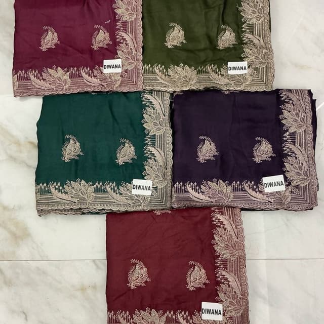 Deep Burgundy, Forest Green, Deep Teal, Deep Plum Saree