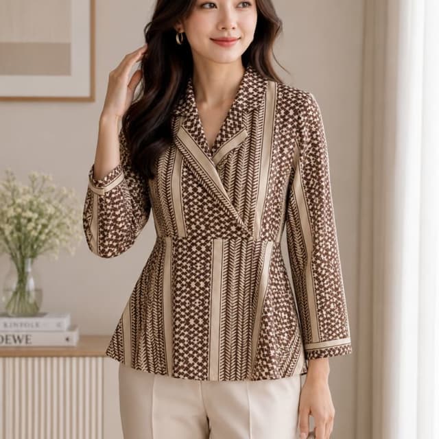 Brown and Beige Blouse