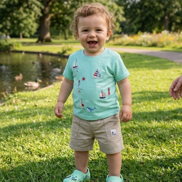 Seafoam green, Khaki, White, Red, Blue T-shirt and Shorts Set