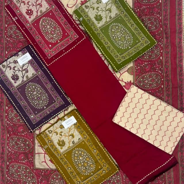 Maroon, Green, Purple, Beige, Gold, Cream Salwar Kameez Set