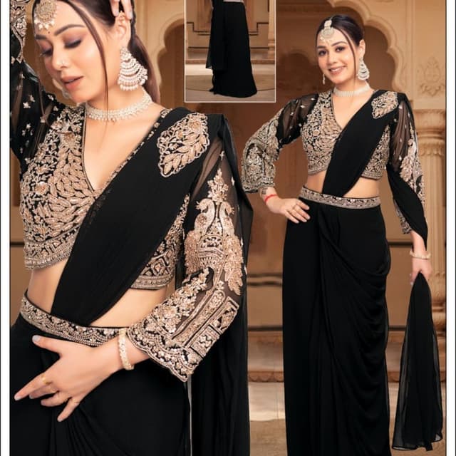 Black and Gold Saree