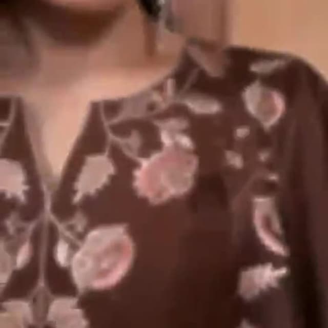 Brown with pink and beige floral pattern Kurti/Tunic