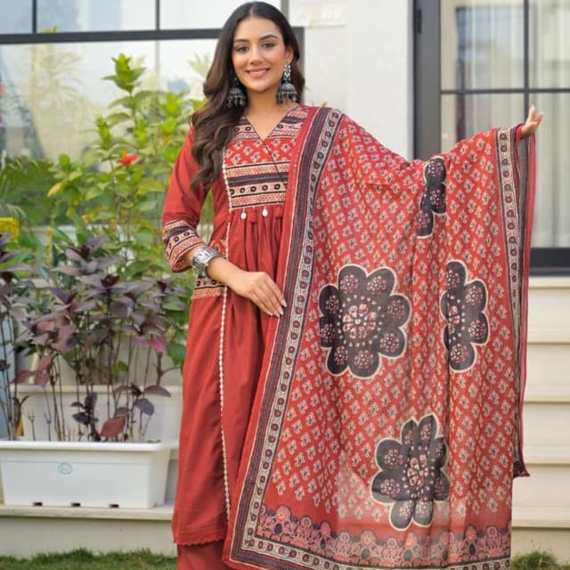 Red, Black, White, Cream Kurta Set