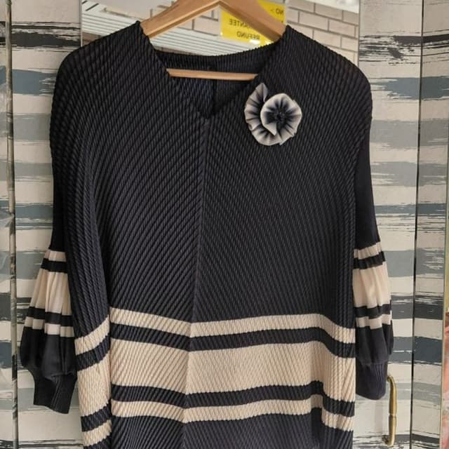 Navy Blue and Beige Top
