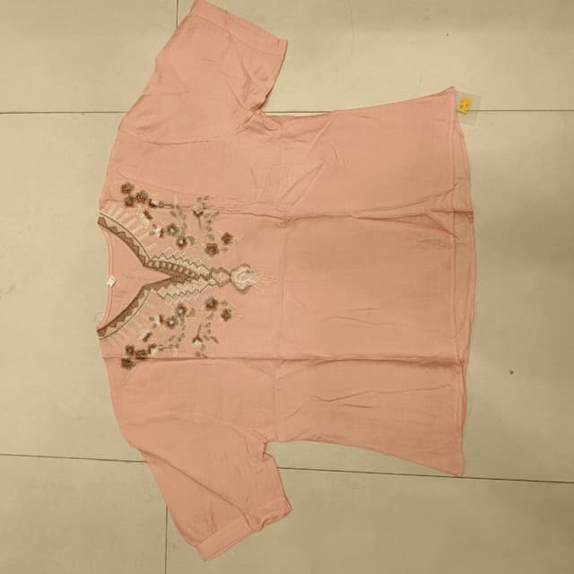 Peach, Brown, White, Beige Top