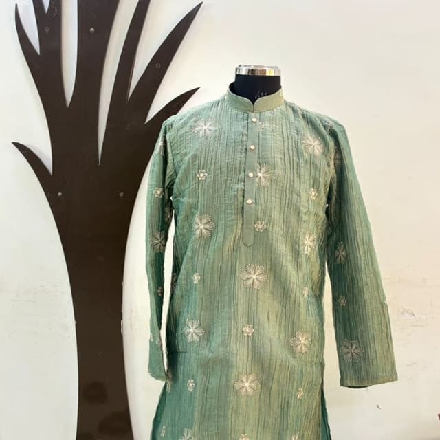 Sage Green with Silver embellishments Kurta